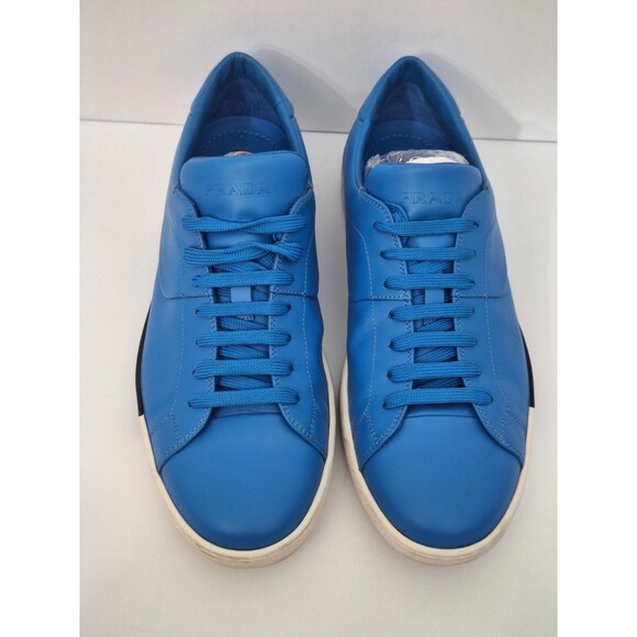 Prada Sport Vitello Leather Golf Sneakers Men\'s Sz 9 Blue Lace Up Designer Golf main image 5